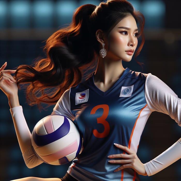 Inspiring South Asian Volleyball Captain - Number 3