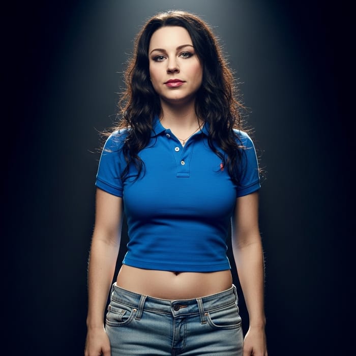 Stunning Amy Lee in Cobalt Blue Polo and Jeans Stunning Amy Lee in Cobalt Blue Polo and Jeans