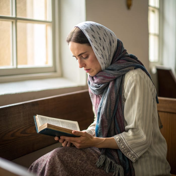 Religious Jewish Woman Praying with a Prayer Book