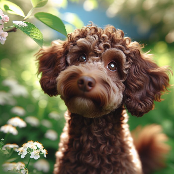 Adorable Chocolate Brown Dog in Natural Setting