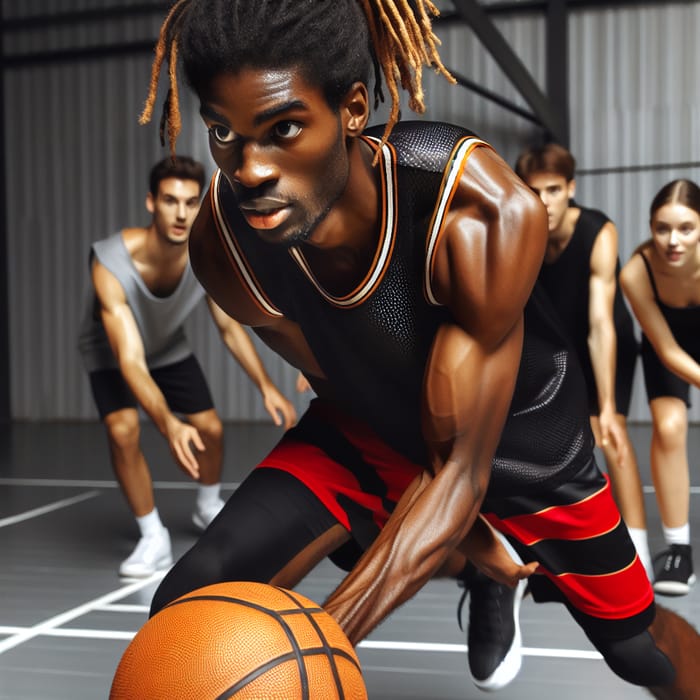 Dreadlocked Basketball Player in Action