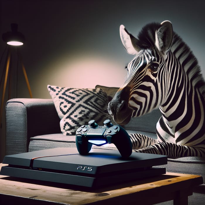 Zebra Playing PlayStation 5: Captivating Gaming Scene