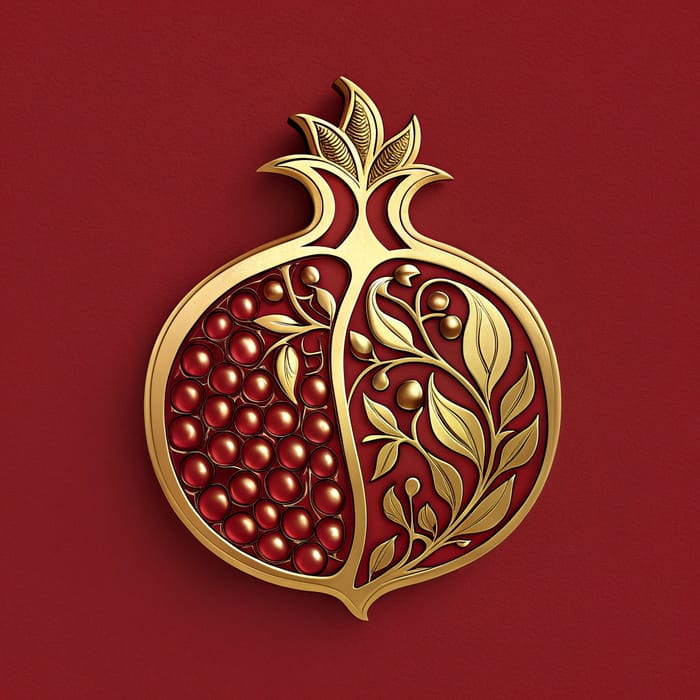 Luxurious Chromed Gold Pomegranate Icon