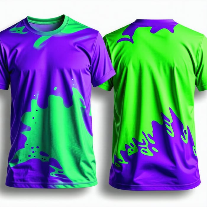 Vibrant Green & Purple T-Shirt Design Showcase