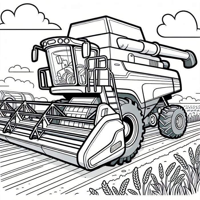 Child-Friendly Combine Harvester Coloring Page for Toddlers