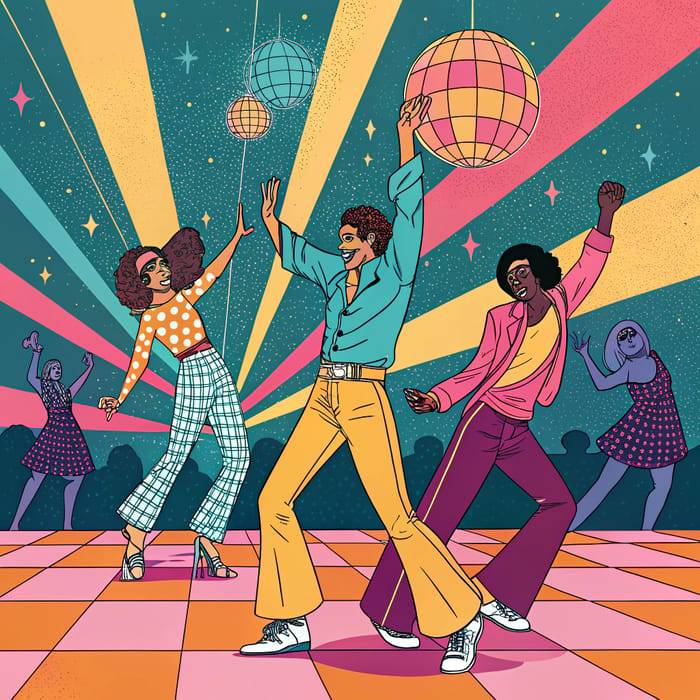 Retro 70s Disco Dance Party in Neon Colors