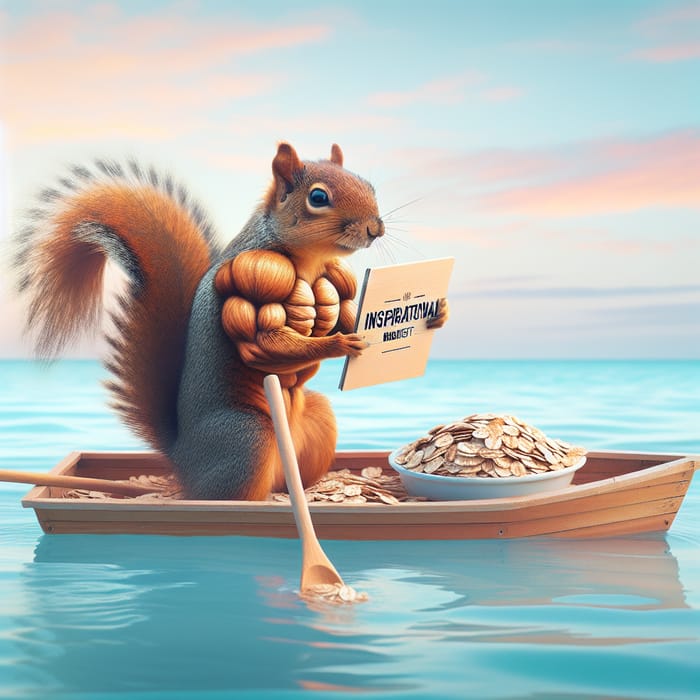 Muscular Squirrel Enjoys Oats on a Boat