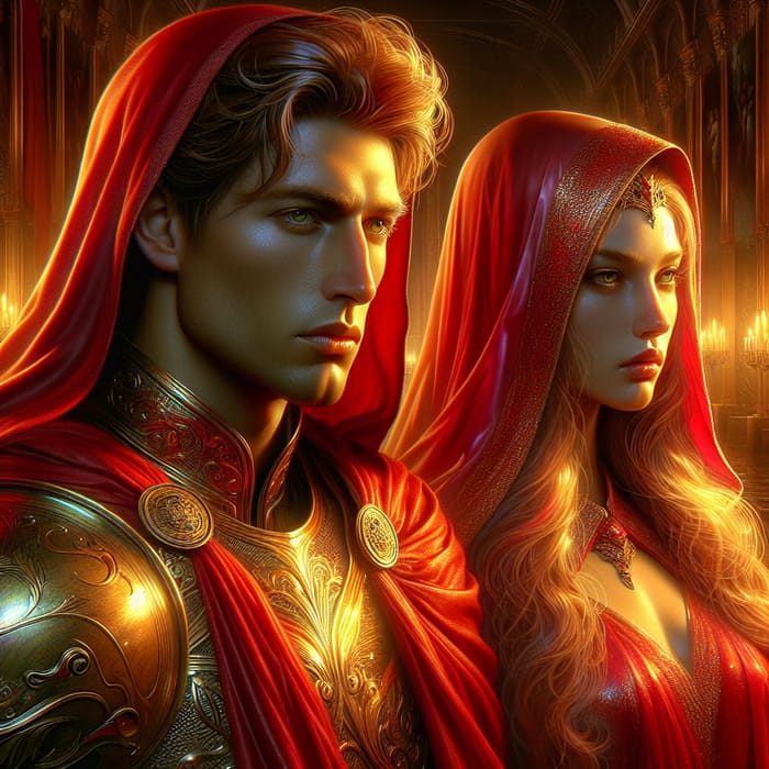 Epic Fantasy Art: Golden Armor & Red Cloak