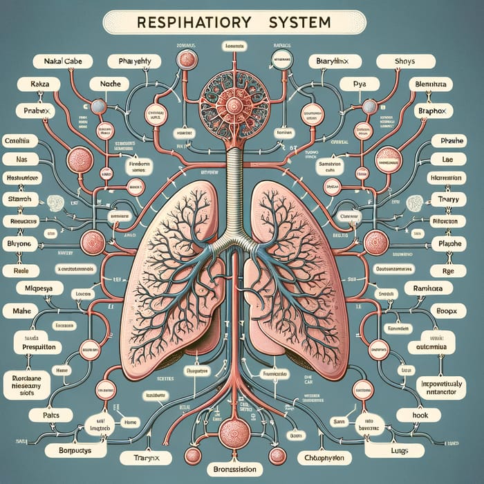 Mind Map of Human Respiratory System - Anatomy Overview