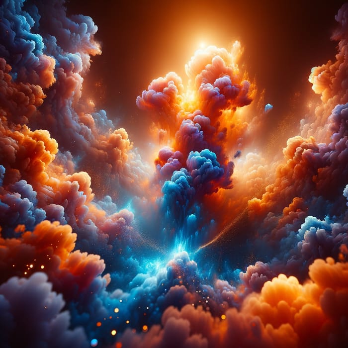 Vibrant Orange Smoke & Blue Glow | 8K Photorealistic Background