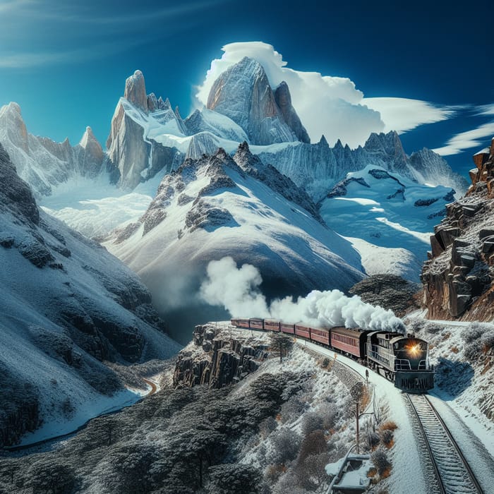 Snowy Mountain Train Adventure | Scenic Winter Landscape