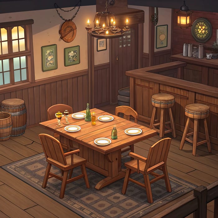 Top Down Game Background: Cozy Pub Setting