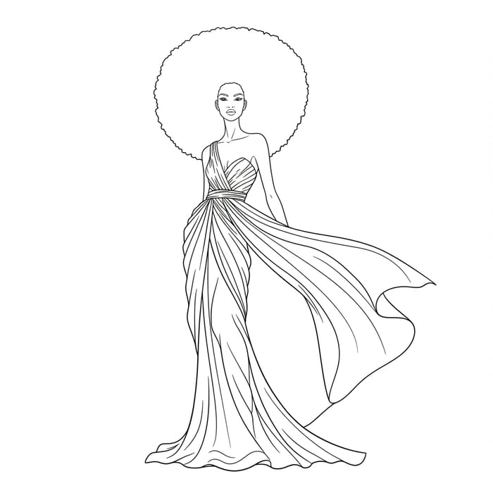 Black & White Fashion Coloring Page for Adults Black & White Fashion Coloring Page for Adults