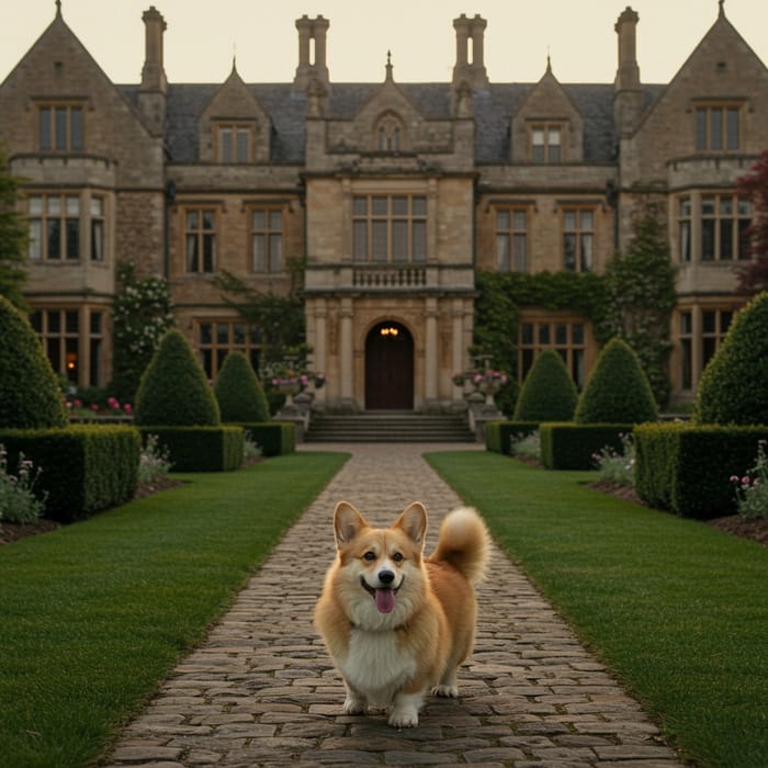 Corgi Adventures at a Mansion