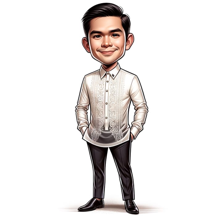 Filipino Barong Tagalog Caricature Illustration