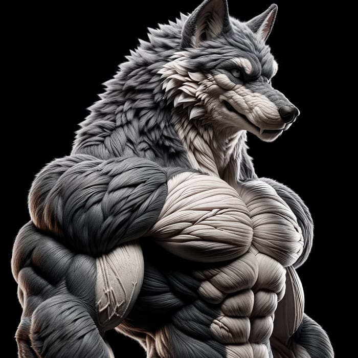 Furry Wolf Muscle Profile | Grey & White Fur