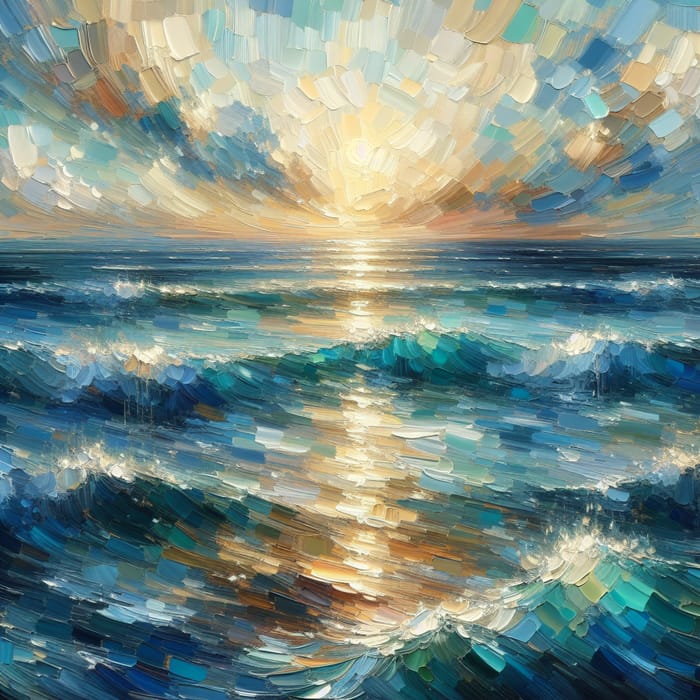 Impressionistic Ocean Painting - Serene Blues and Teals