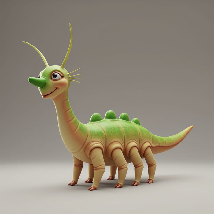 Colorful Alien with Green Humps and Red Nose