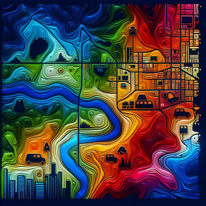 Abstract Crime Map Art: Colorful Crime Representation