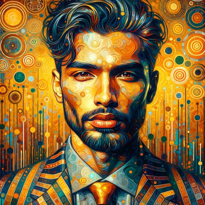 Bold and Vibrant Portrait of Zahidi Ahmad, Inspired by Gustav Klimt, in Impressionistic Style - 4K