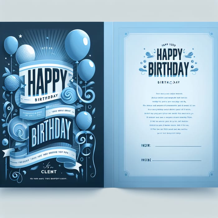 Serious Blue Birthday Card Design