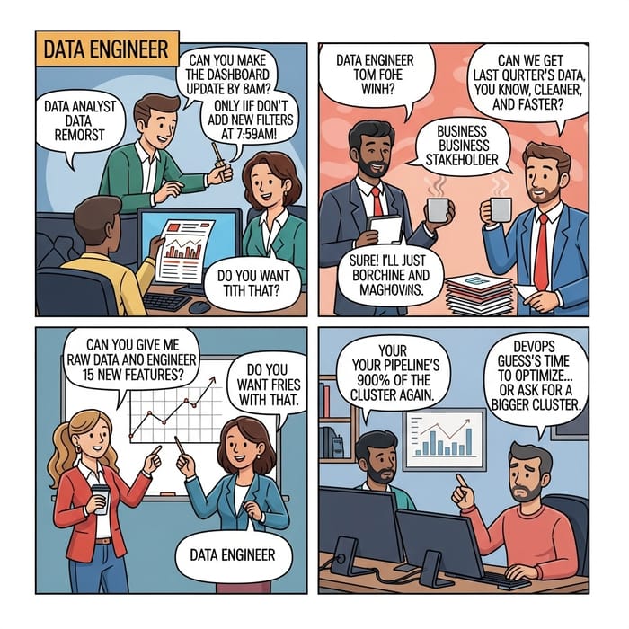 Funny Comic Strip: Data Engineer Office Interactions Funny Comic Strip: Data Engineer Office Interactions
