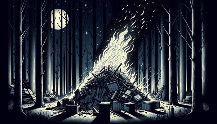 Haunting Nocturnal Woods: A Burning Enigma