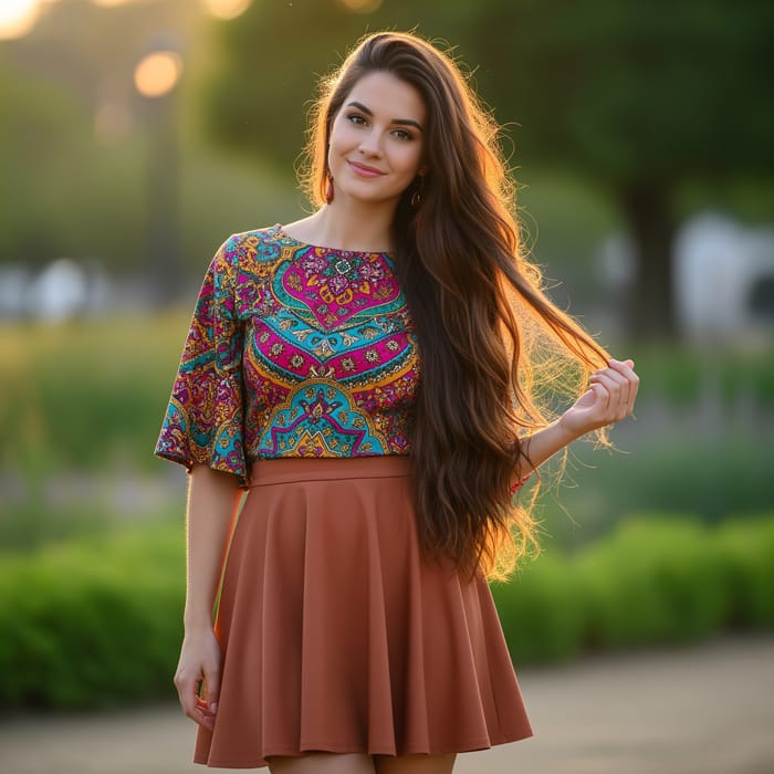 Stylish 20-Year-Old Girl in Colorful Outfit Stylish 20-Year-Old Girl in Colorful Outfit