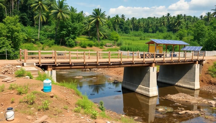 Eco-Friendly Rural Bridge Under Construction