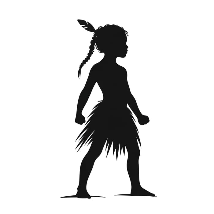 Strong Maori Girl Warrior Silhouette Art