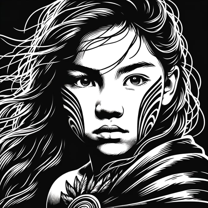 Young Maori Girl Warrior: Strength & Courage