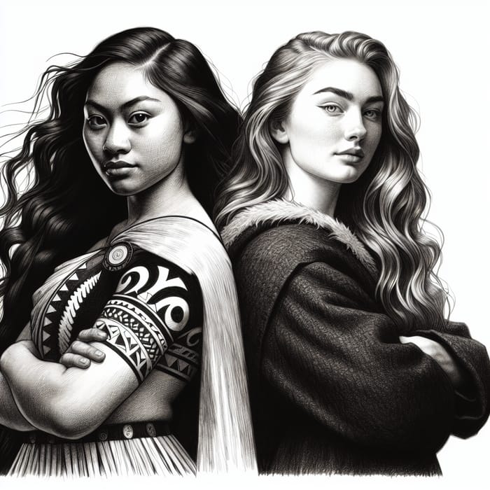 Cultural Fusion: Maori & British Girls Sketch