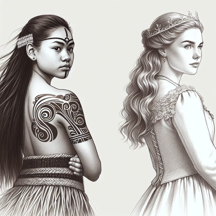 Empowering Maori and British Girls Sketch