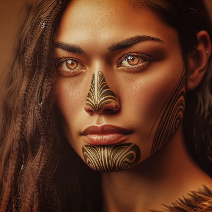 Maori Woman Portrait: Traditional Dress Heritage Painting