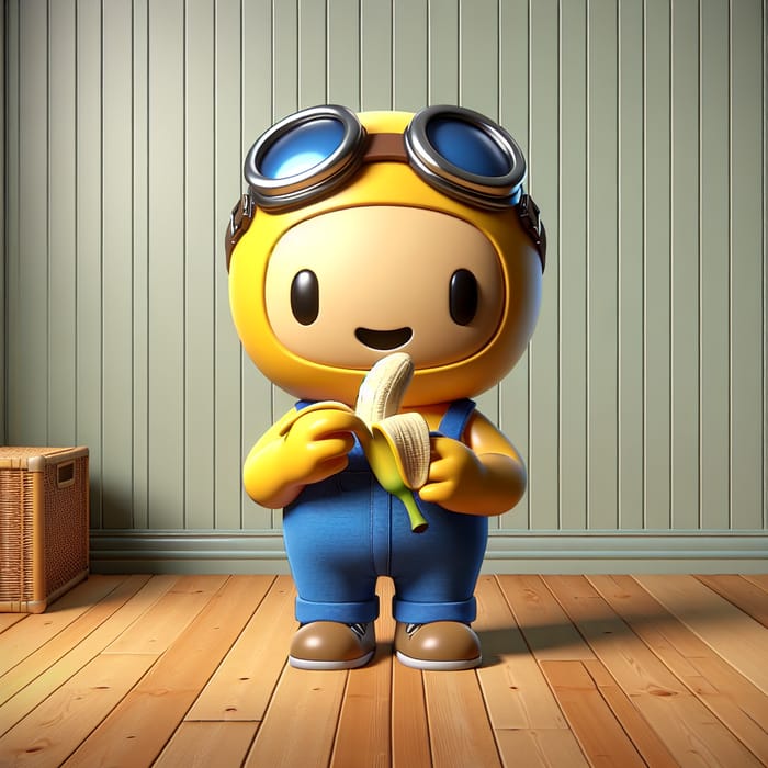 Cheerful Minion Holding a Banana - Cartoon Fun