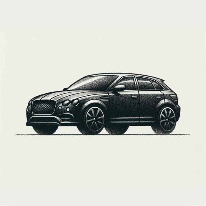 Simple Black Car Drawing in Pencil