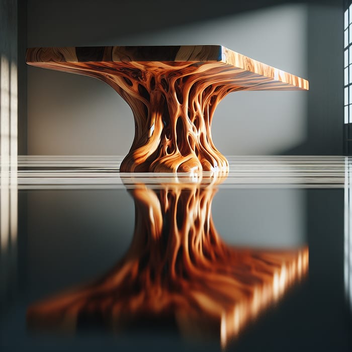 Stunning Wooden Table with Reflective Elegance