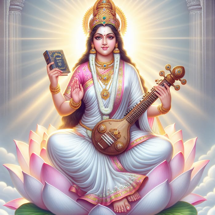 Saraswathi Goddess Laptop Wallpaper: Divine Art and Wisdom