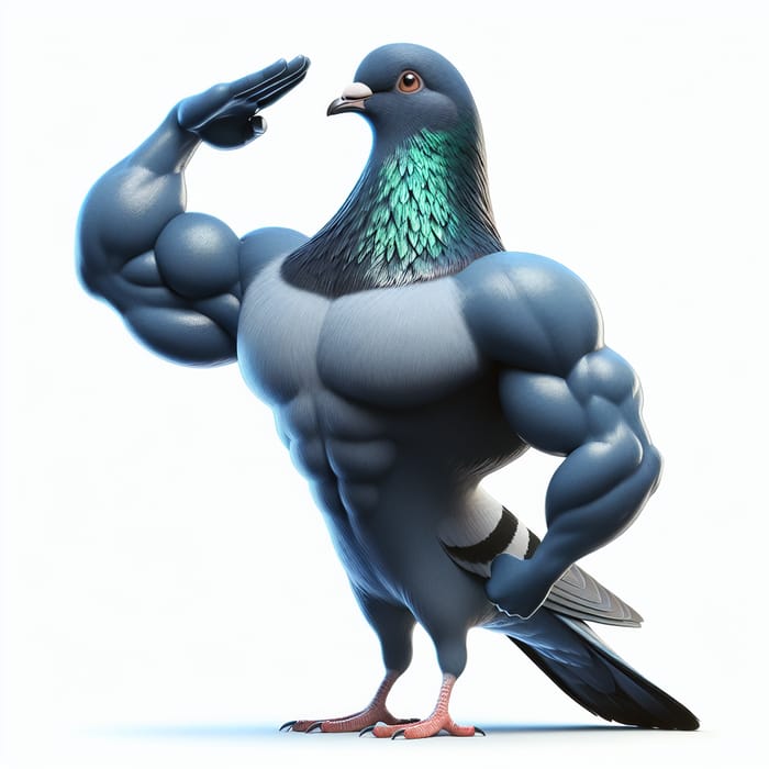 Muscular Pigeon Saluting - Majestic Pose in Honor