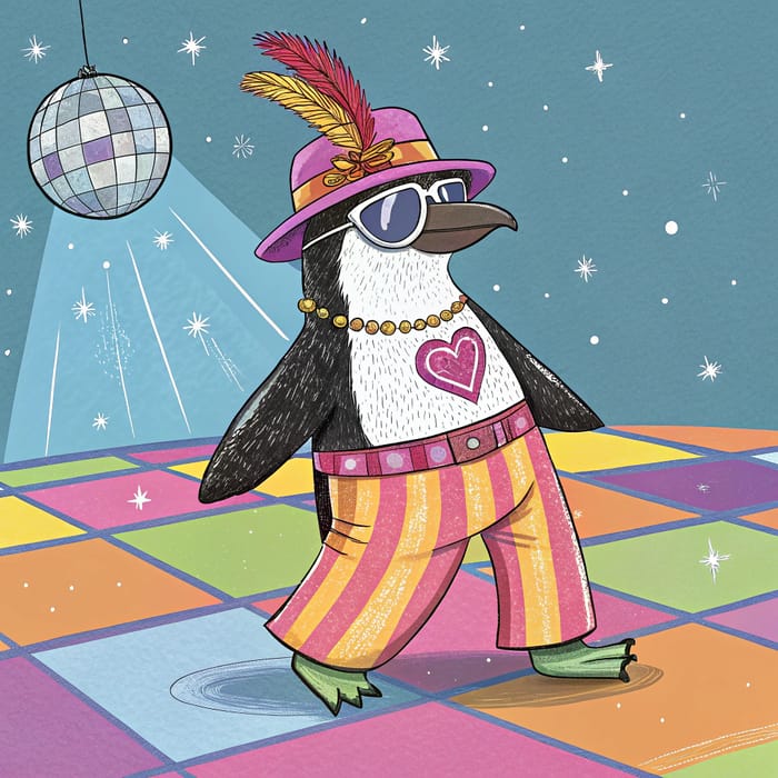 Playful Penguin Disco Vibe