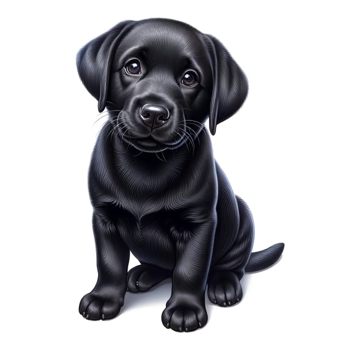 Miniature Black Labrador Sitting with Shiny Coat & Expressive Eyes