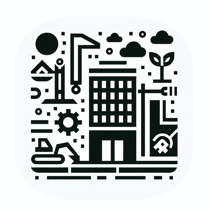 Black and White Icon: Simple Urban Rehabilitation Design