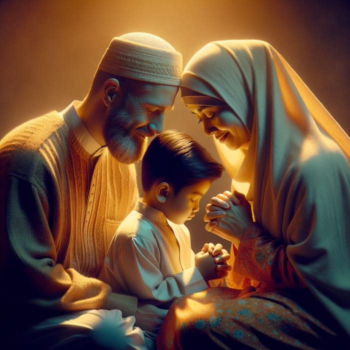 Heartwarming Family Prayer Moment in Soft Light