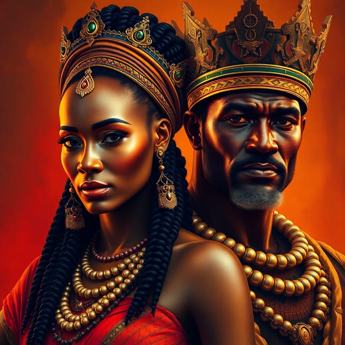 Regal African Queen and King Art | Cultural Heritage