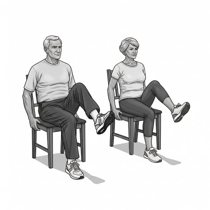 Chair Knee-Raise Exercise for Seniors - Illustrated Guide Chair Knee-Raise Exercise for Seniors - Illustrated Guide