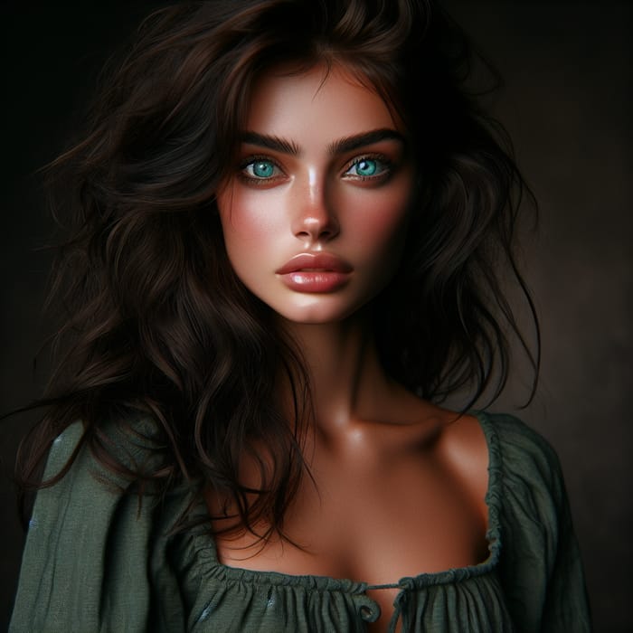 Mesmerizing Gypsy with Enchanting Blue-Green Eyes