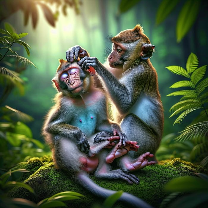 Playful Monkeys in a Vibrant Jungle Scene