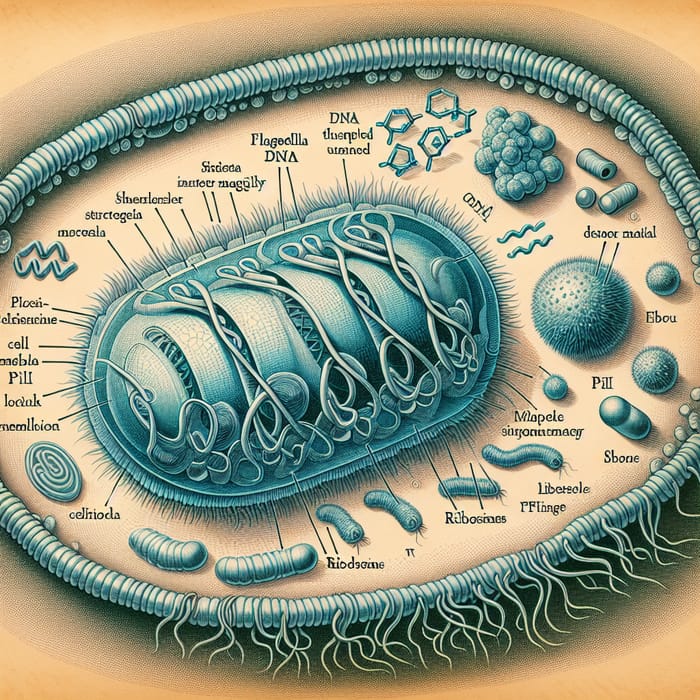 Detailed Illustration of a Bacterial Cell