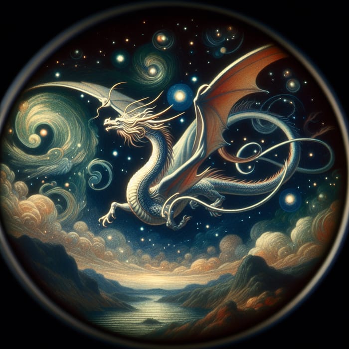 Majestic Dragon Flight in Fantastical Night Sky