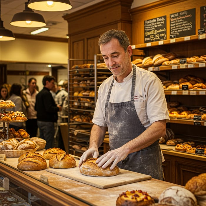 Baker in Shop: Artisan Breads and Pastries